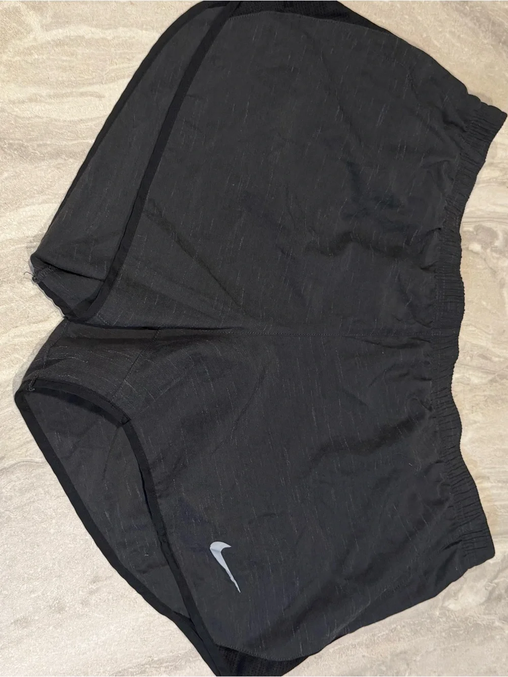 Nike Black Athletic Shorts with Silver Swoosh